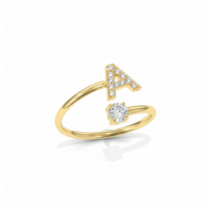 Adjustable Initial Ring With Zircon Stone