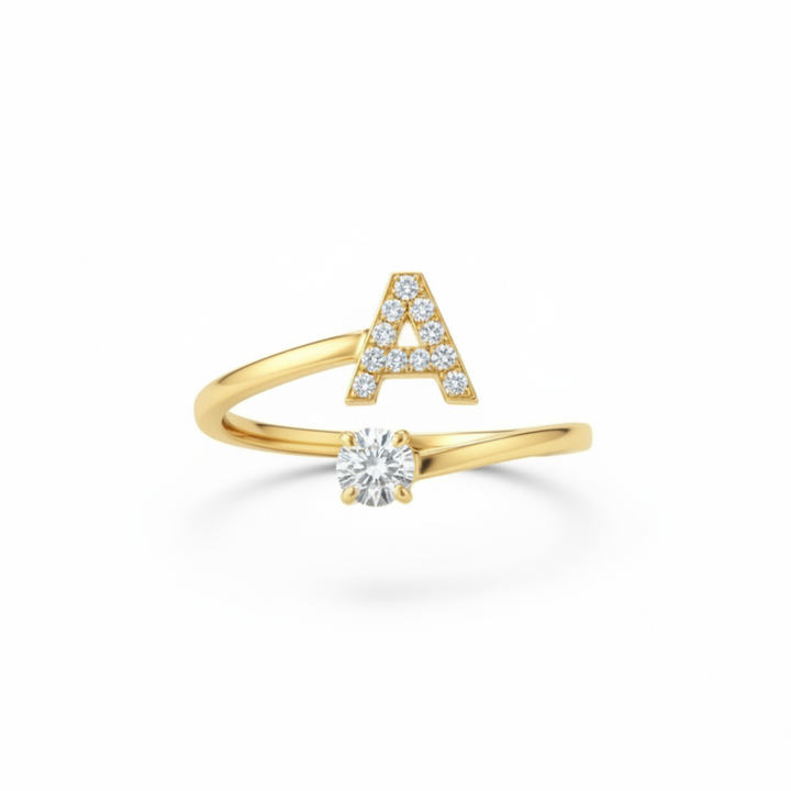Adjustable Initial Ring With Zircon Stone