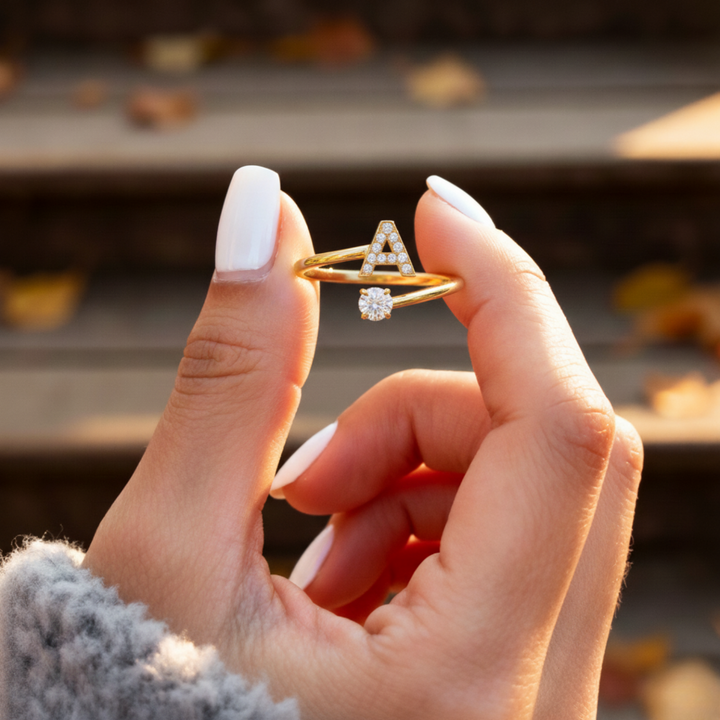 Adjustable Initial Ring With Zircon Stone