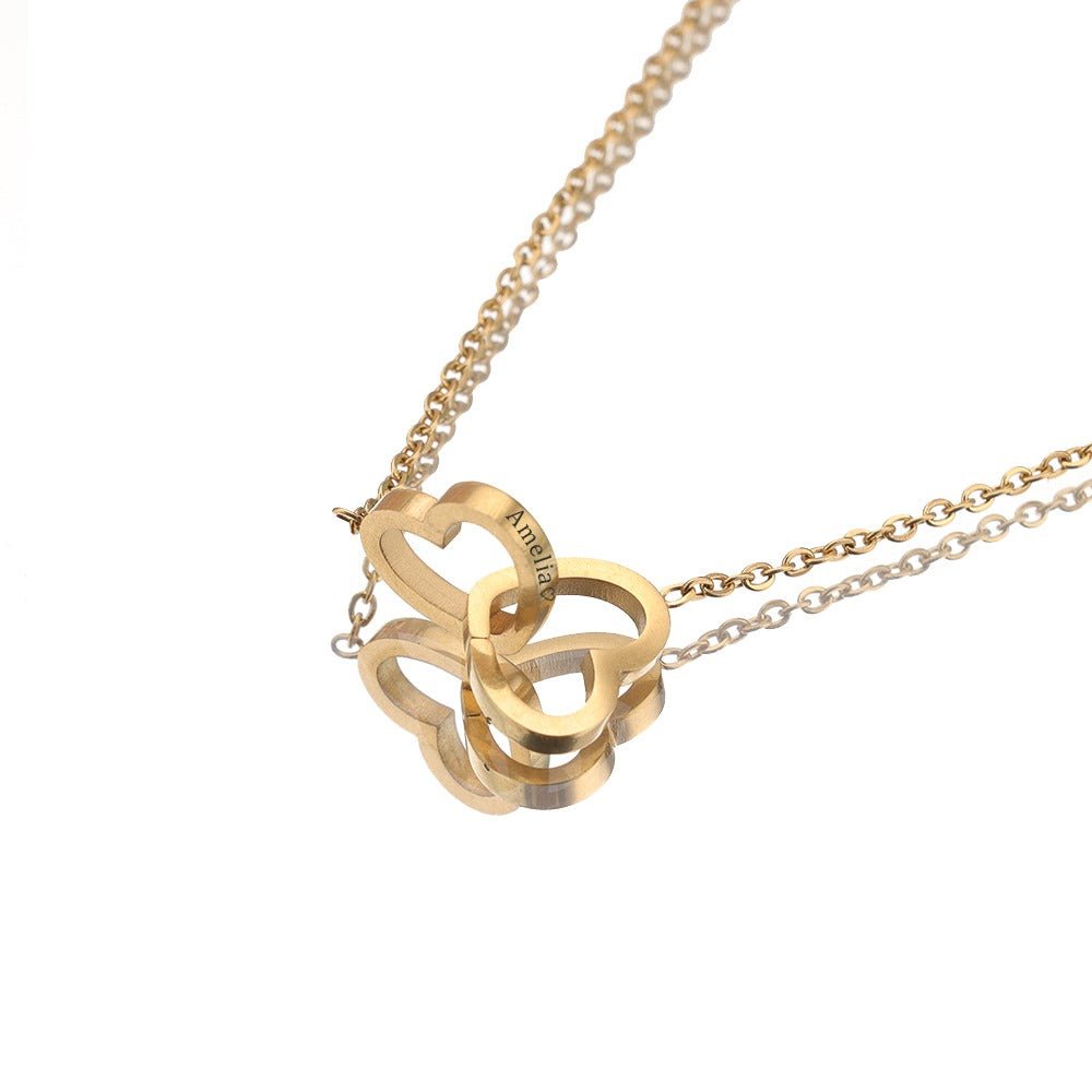 Personalized Double Heart Necklace