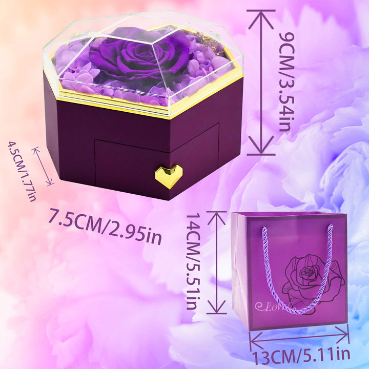 Eternal Heart Rose Box & Personalized Necklace