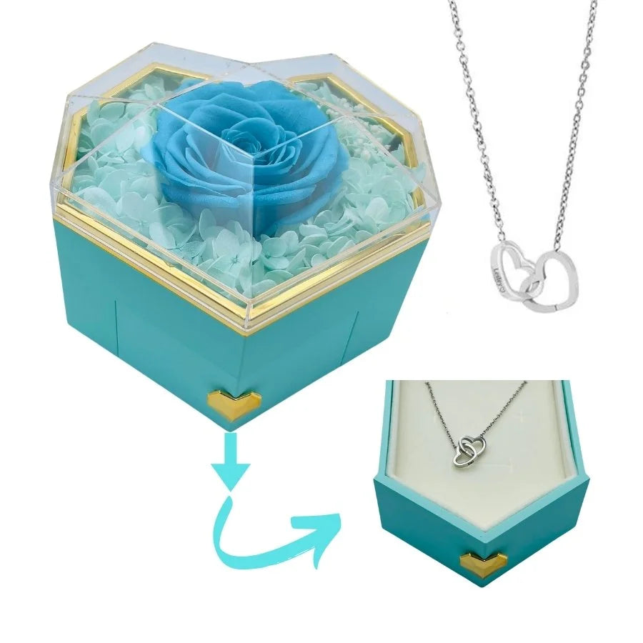 Eternal Heart Rose Box & Personalized Necklace