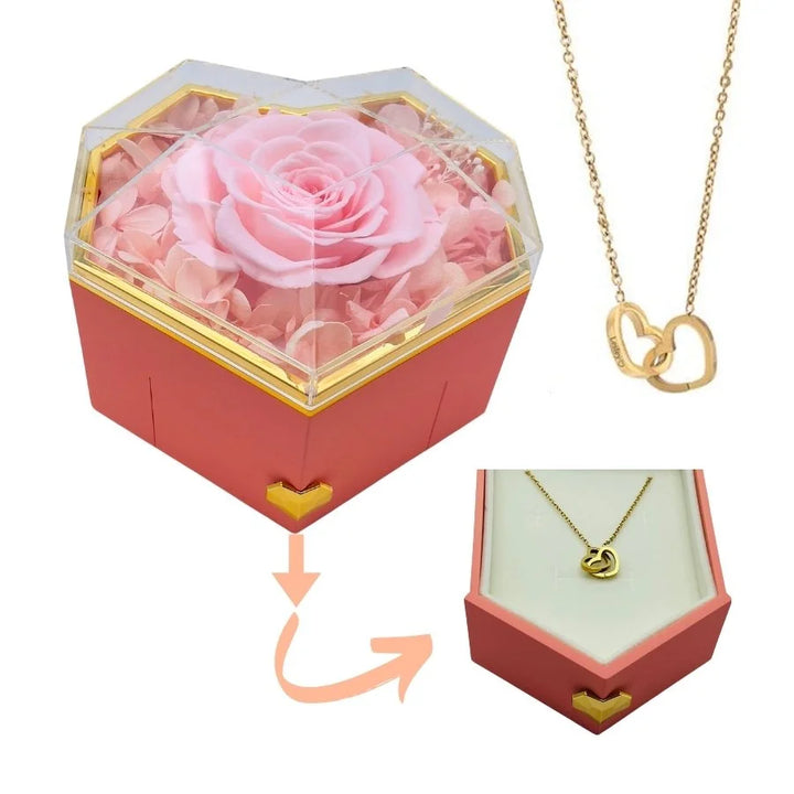 Eternal Heart Rose Box & Personalized Necklace