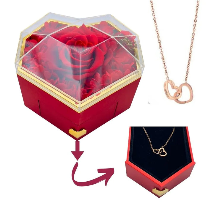 Eternal Heart Rose Box & Personalized Necklace