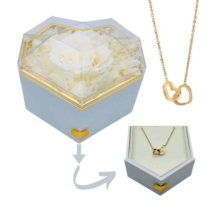 Eternal Heart Rose Box & Personalized Necklace
