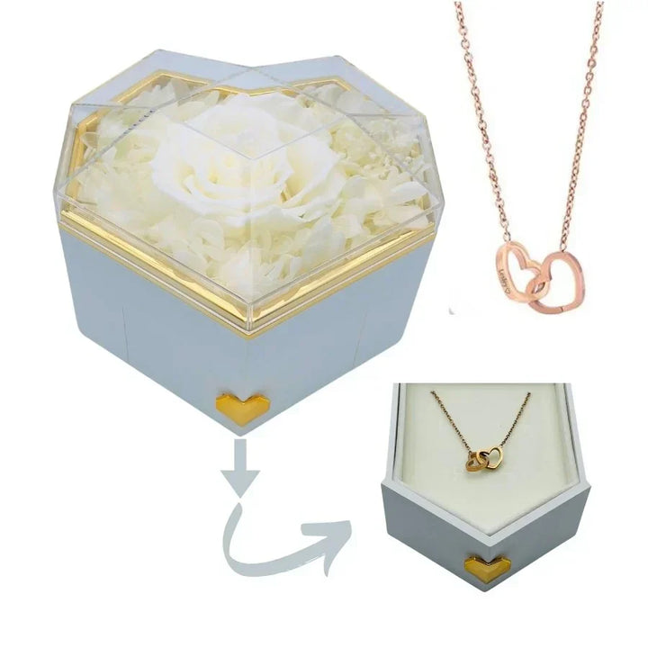 Eternal Heart Rose Box & Personalized Necklace