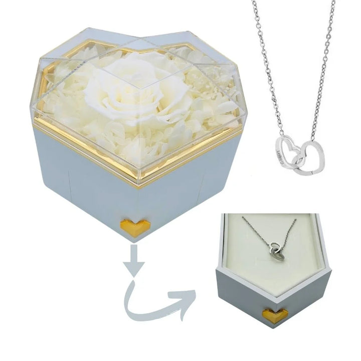 Eternal Heart Rose Box & Personalized Necklace